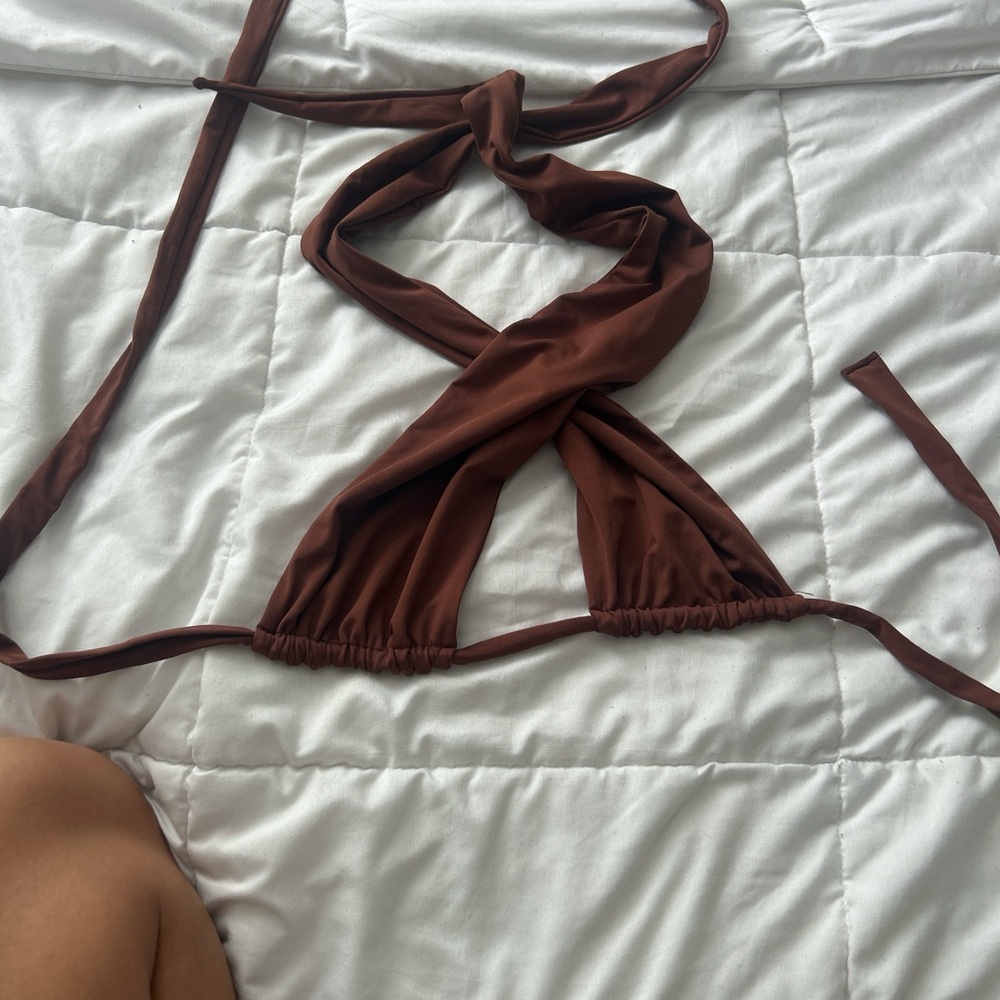 Brown Halter Bikini Top